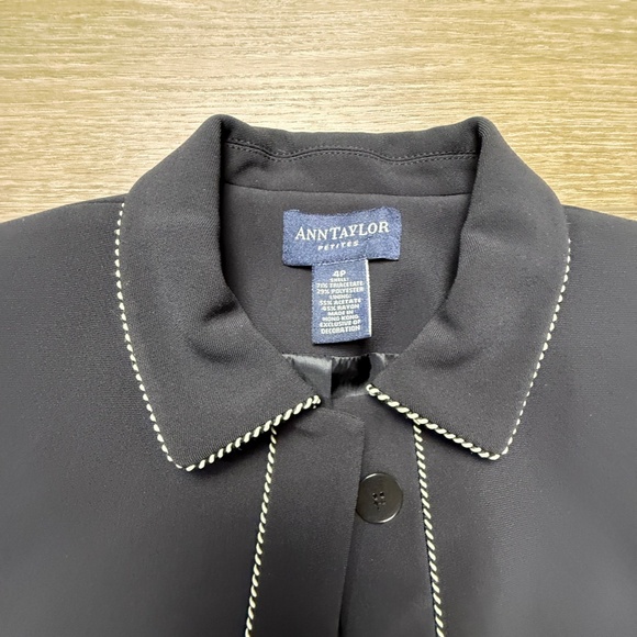 Ann Taylor Petites Women's Button Front Jacket, Navy Rope Piping, Sz 4P Vintage - Picture 4 of 13